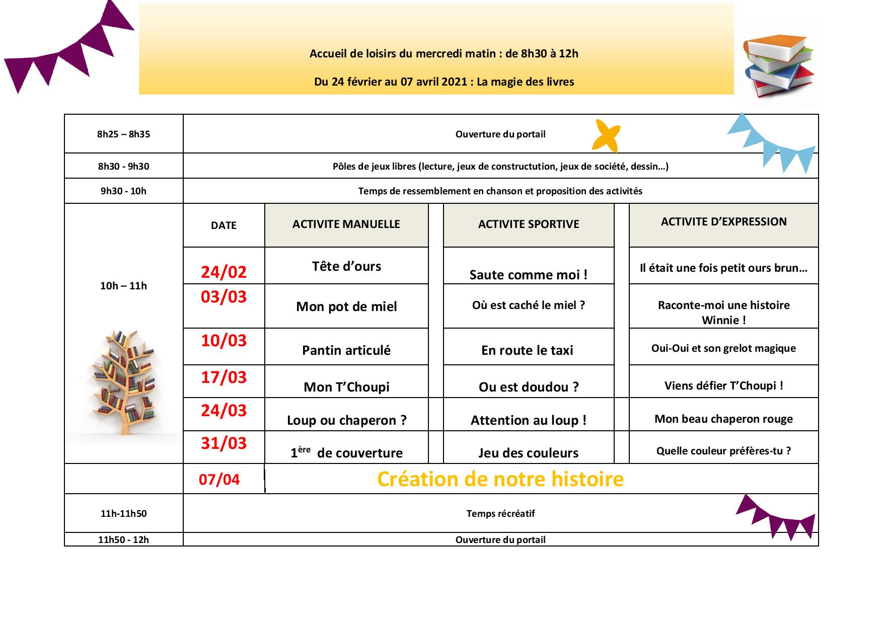 Programme Du Périscolaire Maternelle 